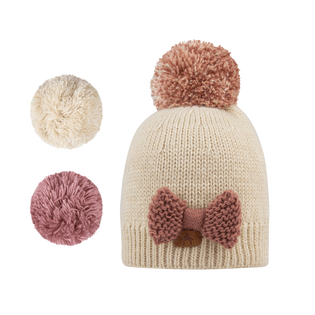 1 bonnet + 3 pompons, Indien Cream, Cabaïa Cabaia réinvente les accessoires et vêtements pour les femmes, hommes et enfants : Bonnets, Sacs, Écharpes, Chaussettes, Serviettes de plage